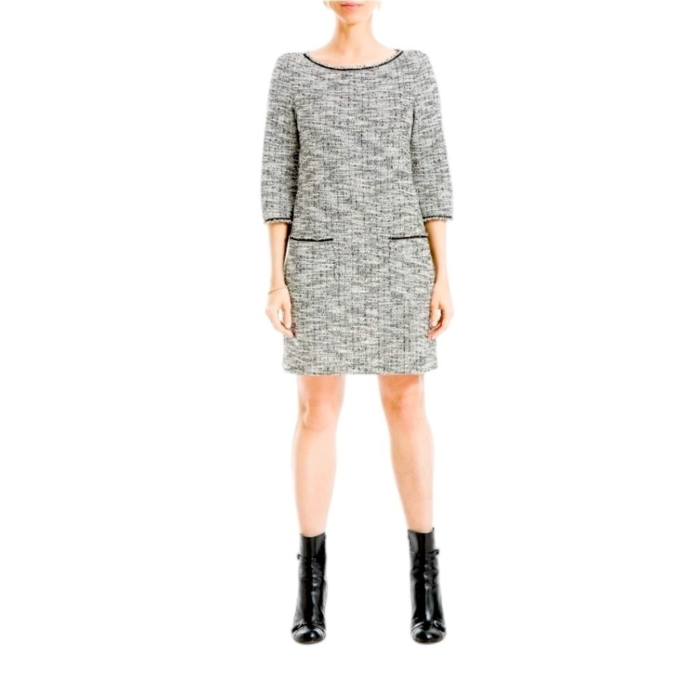 Max Studio Monochrome Textured Long Sleeve Dress
